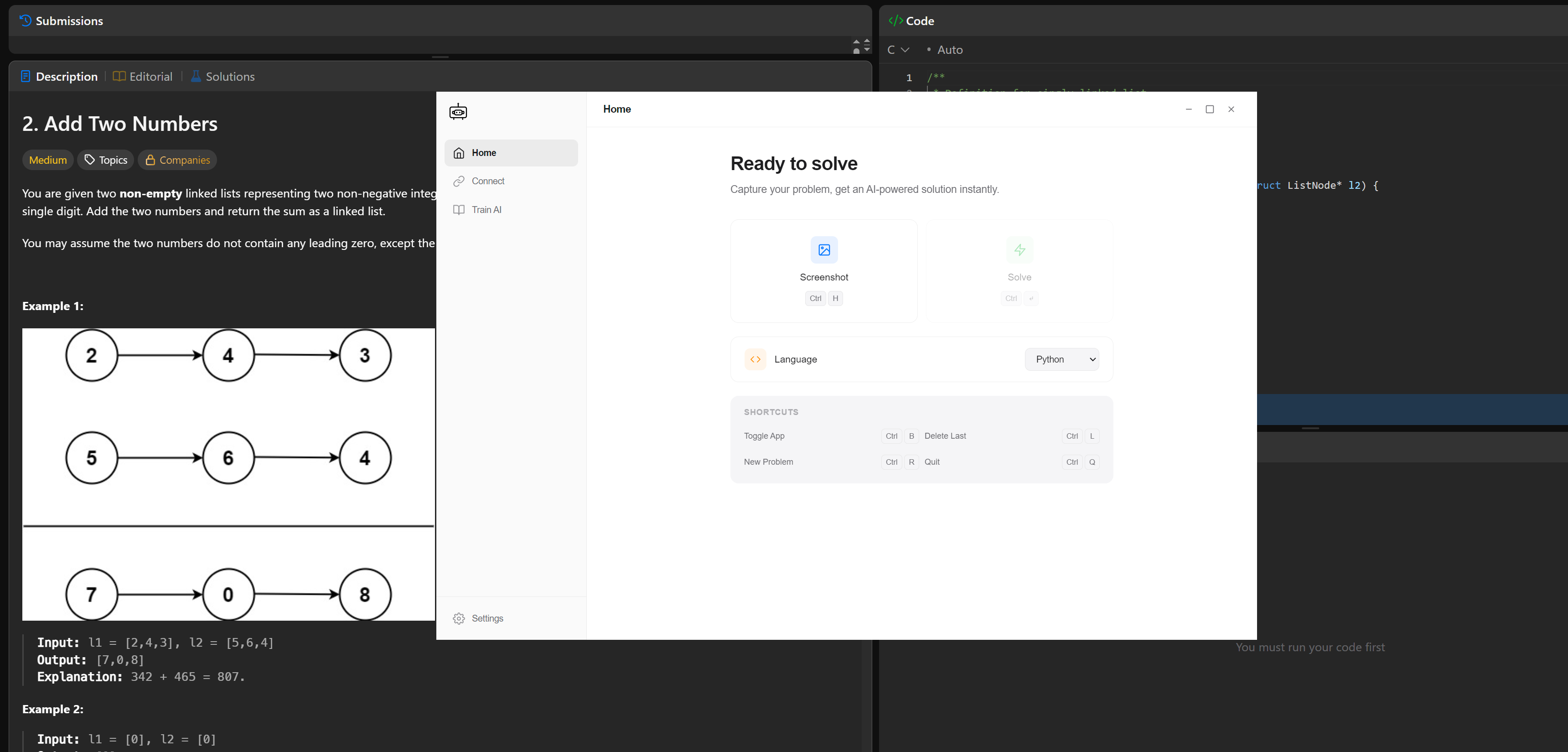 Finterview app running invisibly over a live coding interview